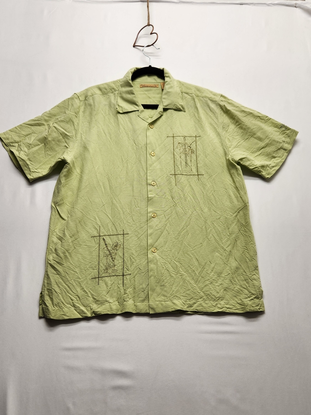 ⭐️Vintage The Havanera Co Green Linen Blend Camp Shirt Medium Casual Resortwear